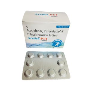 Acetica-PT4 - Aceclofenac, Paracetamol & Thiocolchicoside Tablets - Provided by Almatica Pharmaceuticals Pvt. Ltd.
