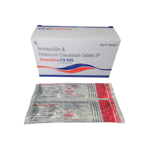 Amoxitica-cv 625 - Amoxycillin 500mg + Potassium Clavulanate 125mg - Provided by Almatica Pharmaceuticals Pvt. Ltd.