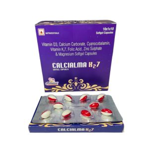 Calcialmaa-H27 - Vitamin D3, Calcium Carbonate, Cyanocobalamin, Vitamin K7, Fol icid. Zinc? (unclear) Magnesium Softgel Capsules - Provided by Almatica Pharmaceuticals Pvt. Ltd.