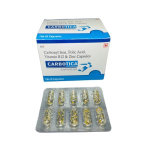 Carbotica Capsule - Carbonyl Iron 100mg + Folic Acid 1000mcg + B12 15mcg + Zinc 40mg Capsule - Provided by Almatica Pharmaceuticals Pvt. Ltd.