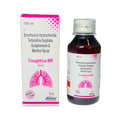 Coughtica-br - Terbutaline sulphate 1.25mg + Bromhexine Hcl 4mg + Guaiphensin 50mg+Menthol 1.0mg Syrup - Provided by Almatica Pharmaceuticals Pvt. Ltd.