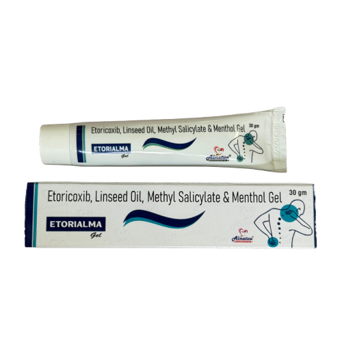 Etorialama - Extracted text: "Etoricoxib, Linseed Oil, Methyl Salicylate & Menthol Gel - Provided by Almatica Pharmaceuticals Pvt. Ltd.