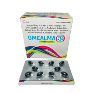 Omealam-5g - Omega-3 Fatty Acids (EPA & DHA), Ginseng Extract, Ginkgo Biloba Extract, Gingko (likely Ginkgo) Biloba Extract, Green Tea Extract, Natural Mixed Tocopherols with Multivitamin & Multimineral Softgel Capsules - Provided by Almatica Pharmaceuticals Pvt. Ltd.